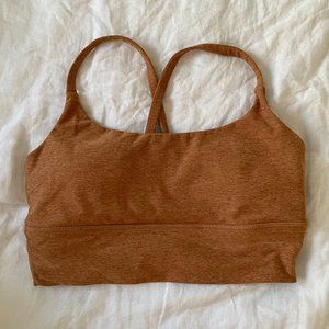 Vuori Long Line Elevation Bra in Palo Santo Heather